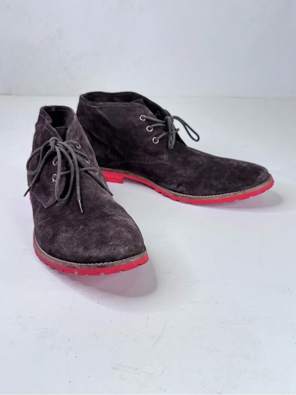 Kurt Geiger Dark Brown Suede Chukka Boots with Red Sole